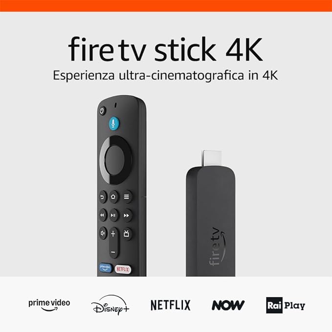Fire TV Stick 4K di Amazon, Dispositivo per lo streaming con supporto per Wi-Fi 6, Dolby Vision/Atmos e HDR10+
